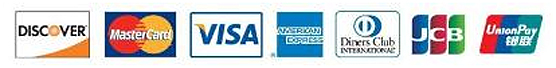 Discover, MasterCard, Visa, American Express, Diners Club International, JCB, Union Pay