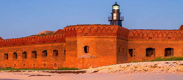 A view of Fort Jefferson from the beach.