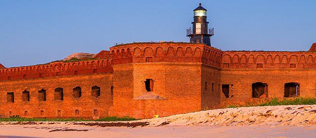 A view of Fort Jefferson from the beach.