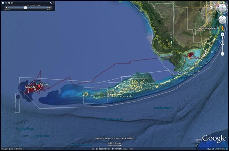 Map showing Miranda's favorite hangouts in the national parks of south Florida