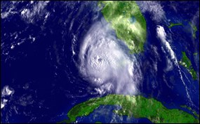 Hurricane Charley spinning over the Dry Tortugas in August 2004