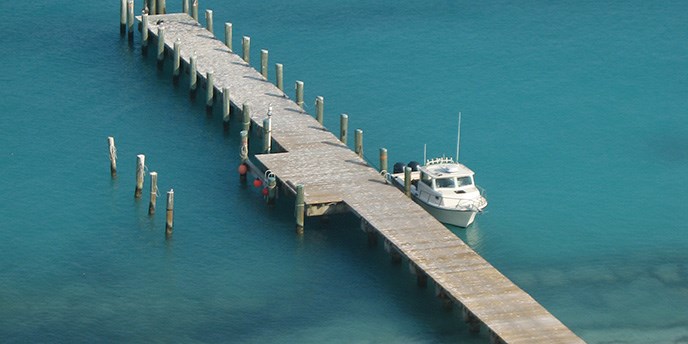 Boat docked at Dry Tortugas Boat docked at Dry Tortugas