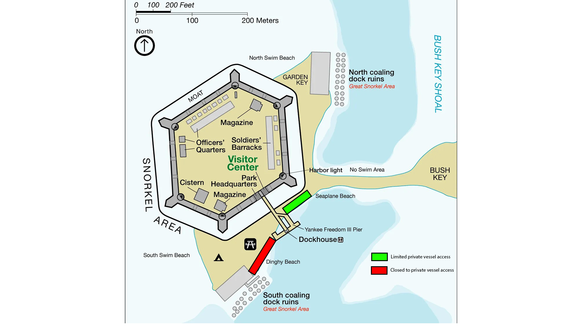 Map of Garden Key showing area closures