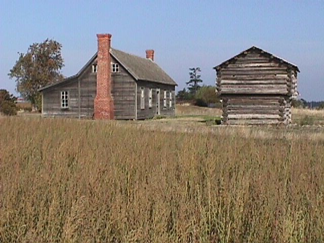 Old house and log blockhouse.