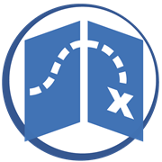Blue icon of a map
