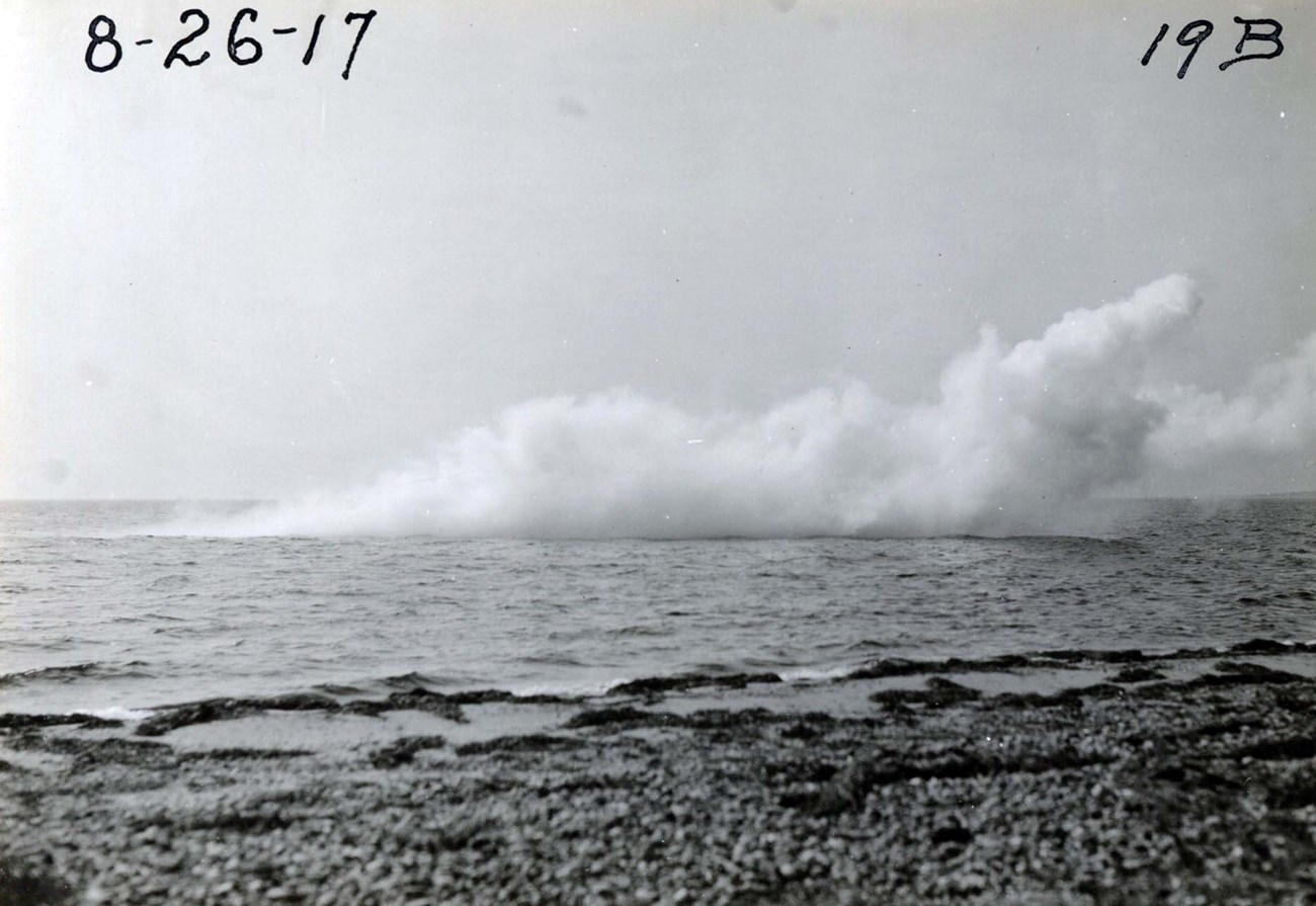Smoke screen experiments conducted by Edison on the Long Island Sound, August 1917