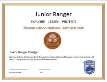 Document recognizing earning Junior Ranger Certificate