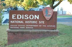 Edison National Historic Site entrance sign.