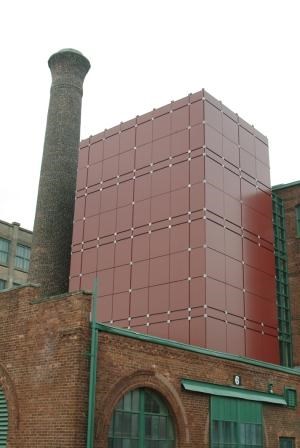 Laboratory Complex elevator and stair tower, exterior.