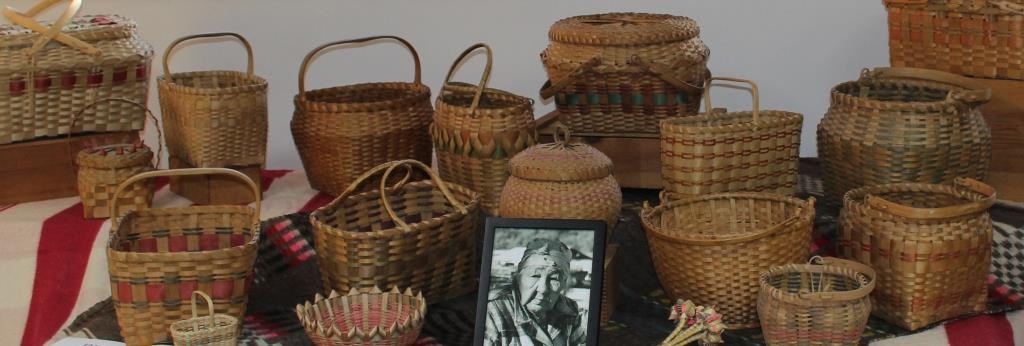 A display of Emma Big Bear's baskets