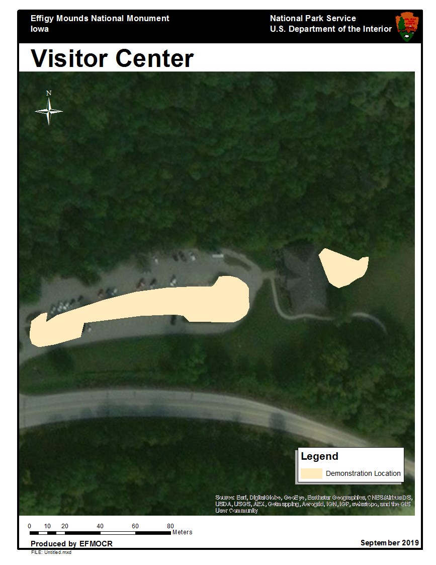 Designated Public Demonstration Areas in Visitor Center Parking Lot and Behind Visitor Center