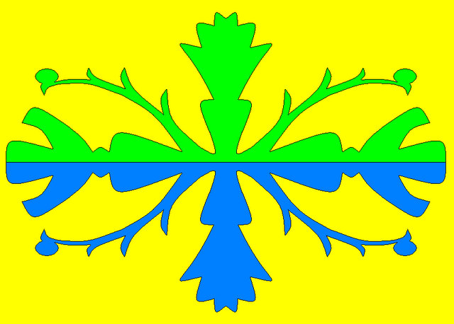 Woodland Union II Woodland Union II - parallel green and blue images with yellow back ground