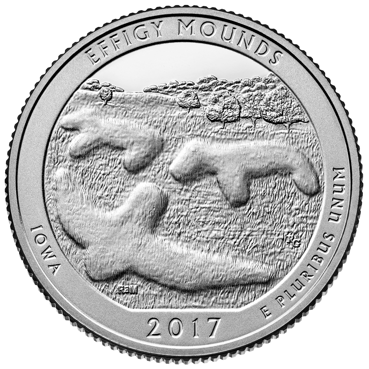 Effigy Mounds Quarter Design with three mounds