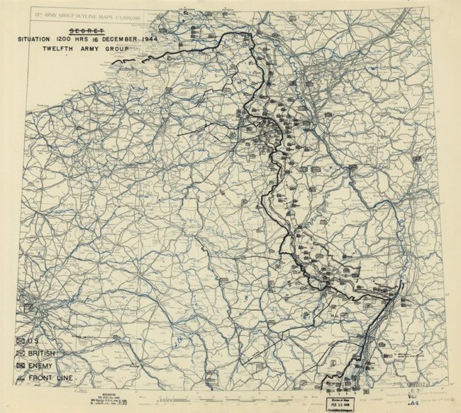 Detailed Map Showing Locations of 12th Army Group during the Battle of the Bulge
