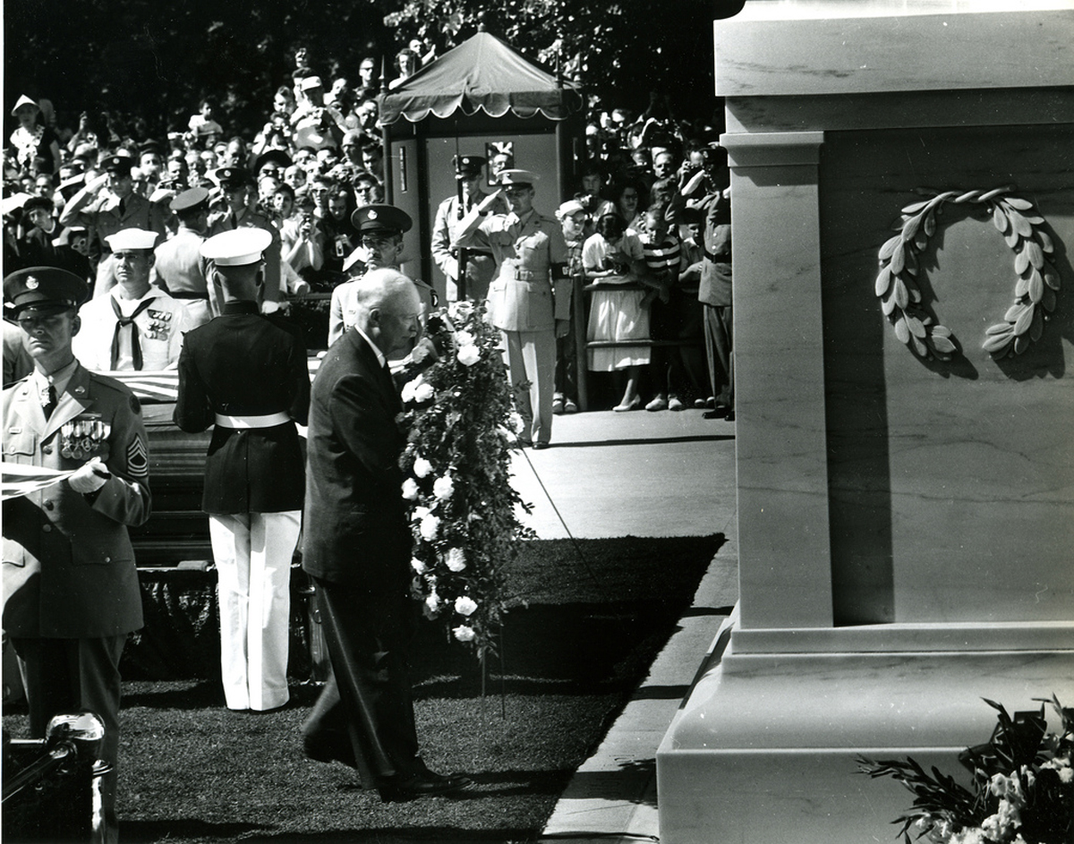 President Eisenhower Lays A Wreath At The Tomb of the Unknown Soldier