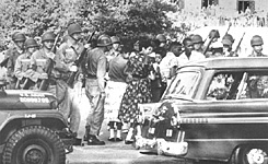 Troops enforcing desgregation in Little Rock Troops enforcing desgregation in Little Rock