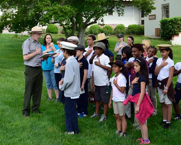 5th graders recite the Oath of Allegiance as Cadet Eisenhower did in 1911.