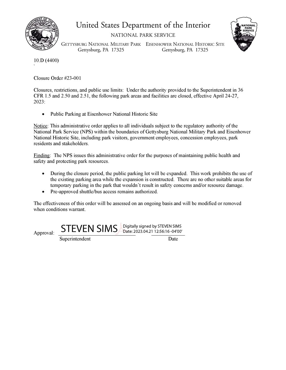 Digitally signed closure letter on NPS letterhead