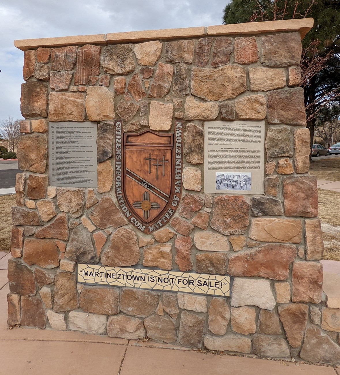 Stone Feature Wall about history of Martineztown