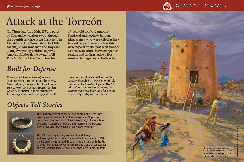 Exhibit artwork shows an attack on a defensive tower