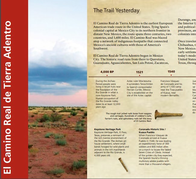 A picture of a brochure cover, with a title and desert landscape scene.