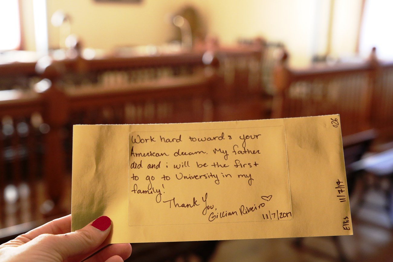 Gold brick with message from visitor.