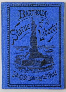 Booklet about history of Statue of Liberty, blue