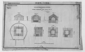 Blueprint of the powder magazine in Fort Wood