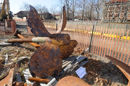 Rusted cast iron propeller from Ellis Island ferry