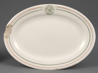 Oval plate used by Food Services on Ellis Island