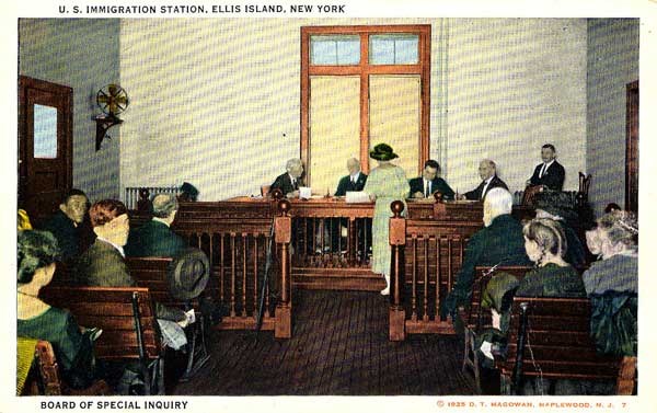 Original postcard view of the Board of Special Inquiry in session.