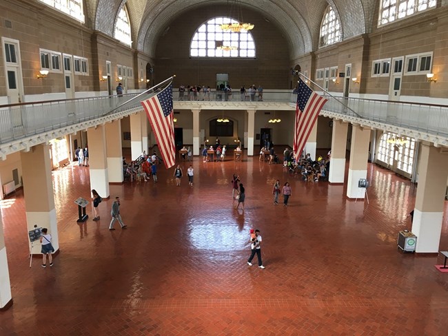 A picture of the Registry Room from the third floor balcony.