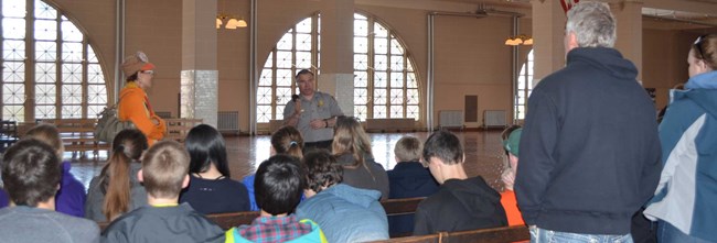 Park rangers bring history back to life in the Great Hall.