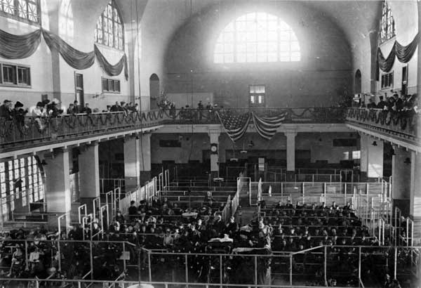 Photograph of the Registry Room, ca. 1910, photograph by Augustus Sherman.