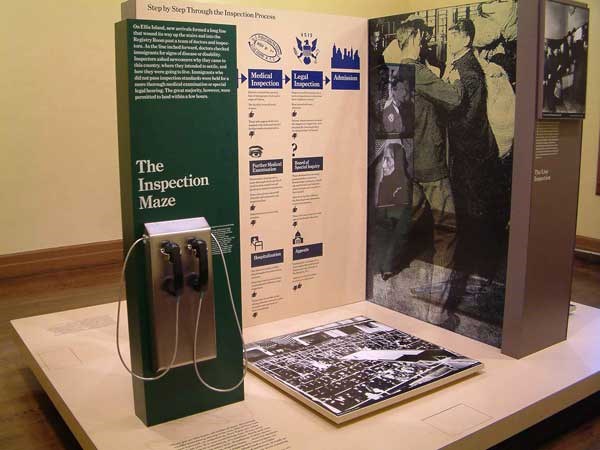 Picture of an exhibit island located within the Through America's Gate exhibit.