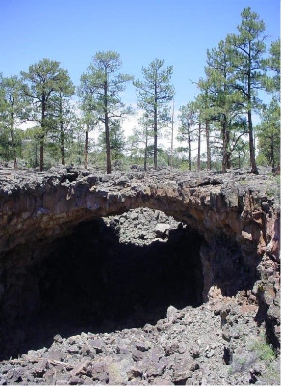 A Lava Bridge in Big Tubes A lava bridge over a trench.