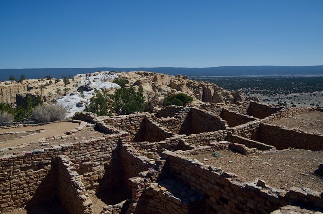 A pueblo overlooking a valley