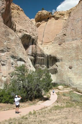 Image of the paved path leading to the pool on the Inscription Trail at El Morro.