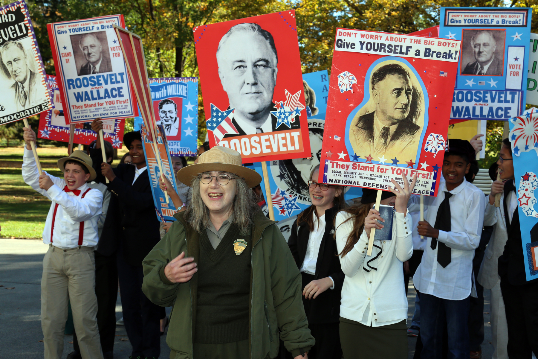 A group of people marching in a parade