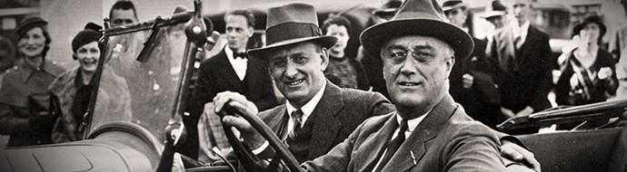 FDR and Henry Morganthau Jr Two men in the front seat of a car