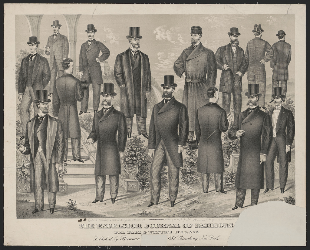 A print of men in formal winter wear