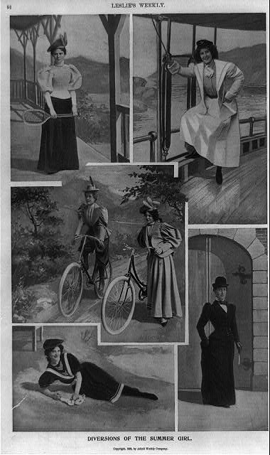 Print showing various sportswear options for women
