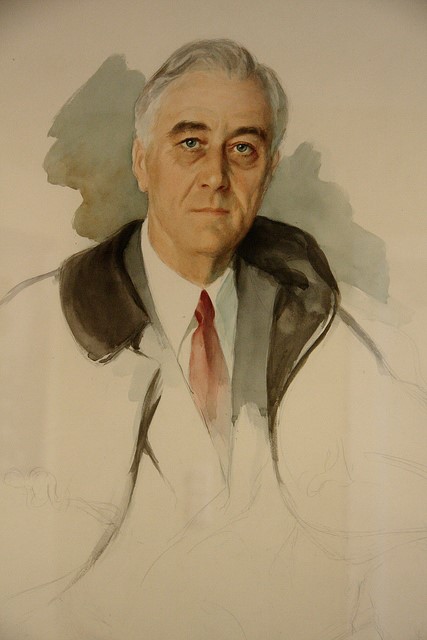 An unfinished painting of FDR
