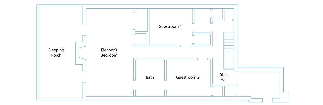 A floorplan of a house with room labels.