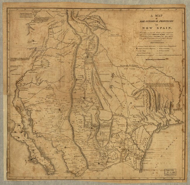 lt= A historic map of the Internal Provinces of New Spain.