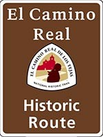 Brown El Camino Real de los Tejas NHT historic route sign with trail logo Brown El Camino Real de los Tejas NHT historic route sign with trail logo