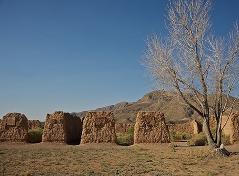 about 4 ruins of walls of buildings at for selden