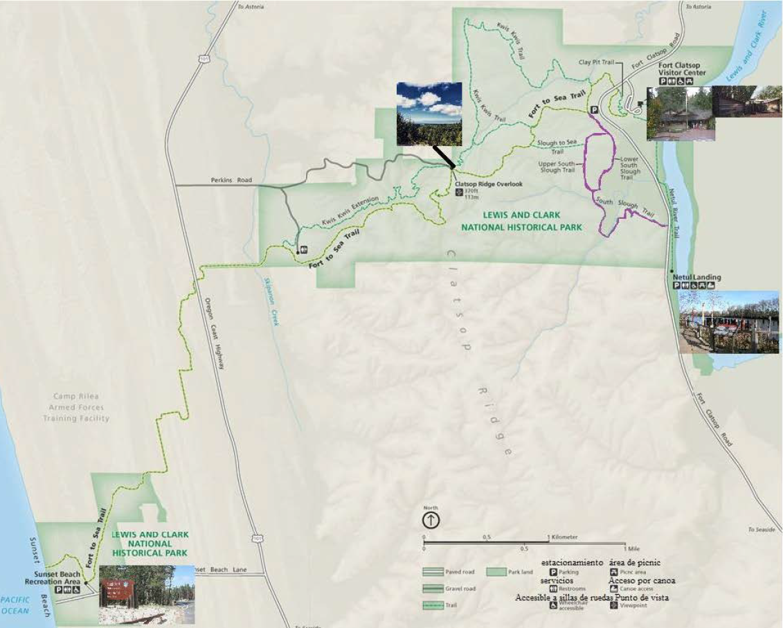 Mapa del parque y los senderos del parque.