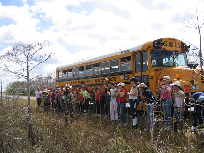 students ready for a slough slog