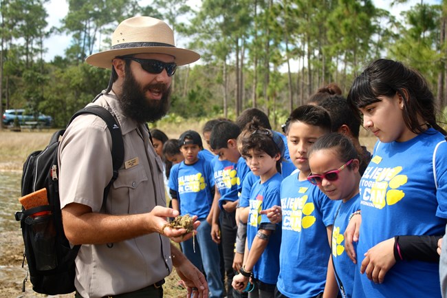 Park Ranger with Students and Periphyton